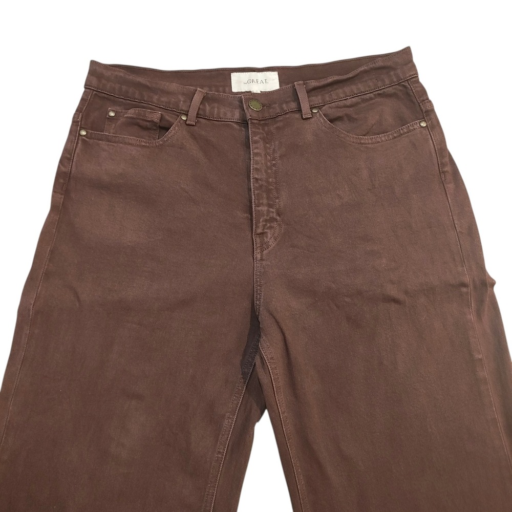 THE GREAT. The Rider Brown Wide Leg Jeans Pants High Rise Size 31 Made in USA - Picture 4 of 9